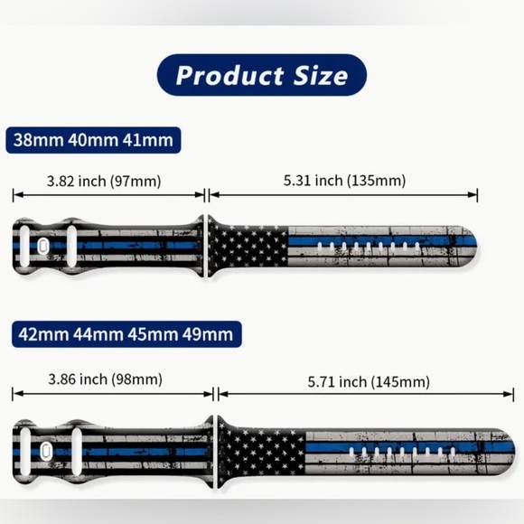 First Responder Blue Line iWatch watch band - Picture 3 of 6